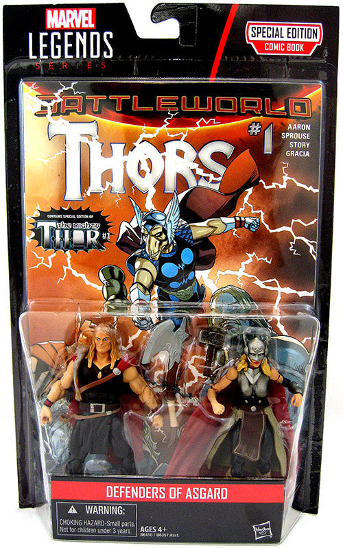 Marvel Legends 3.75 Inch Action Figure Comic 2-Pack (2106 Wave 1) - Defenders Of Asguard (Odinson and Lady Thor) (Shelf Wear Packaging)