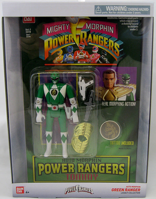 Mighty Morphin Power Rangers 5 Inch Action Figure Auto Morphin Series - Head Morphin Green Ranger (Shelf Wear Packaging)