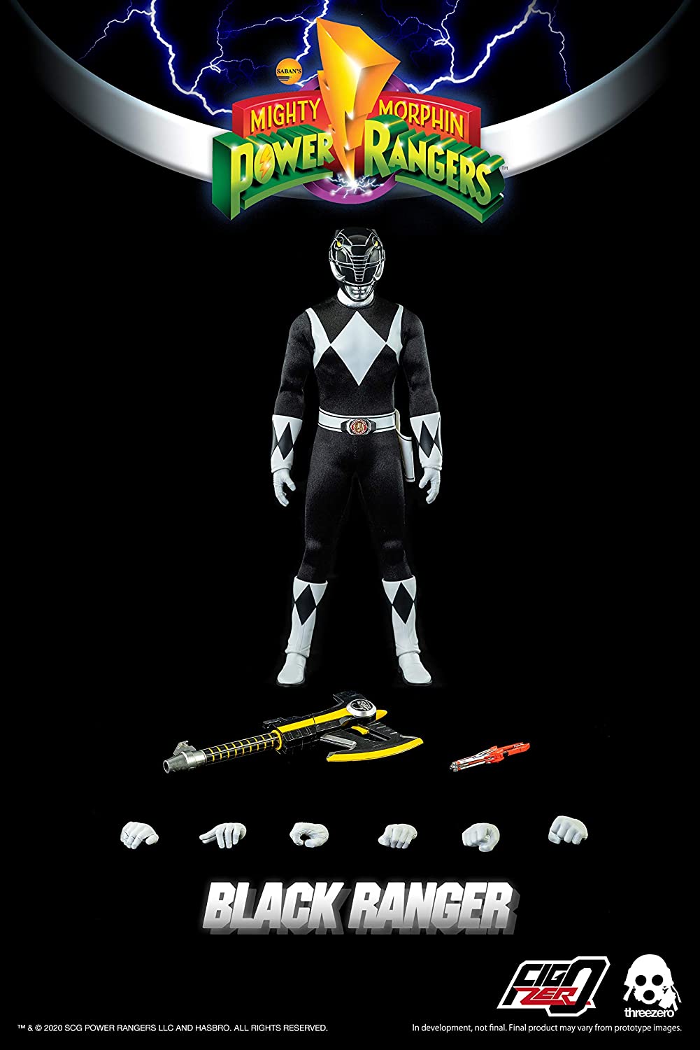 Power Rangers Mighty Morphin 12 Inch Action Figure 1/6 Scale - Black Ranger