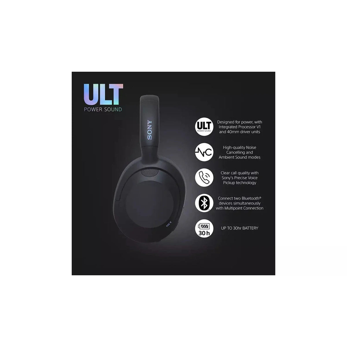 Sony ULT Wear Over-Ear Wireless NC Headphones - Black [Accessories]