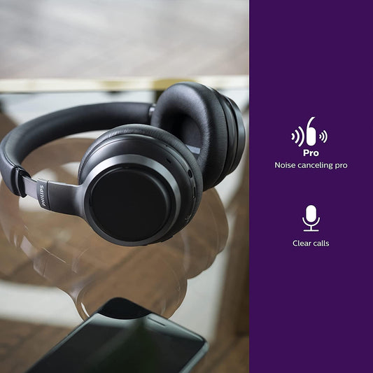 Philips Audio Over Ear Wireless Headphones (Black) [Accessories]