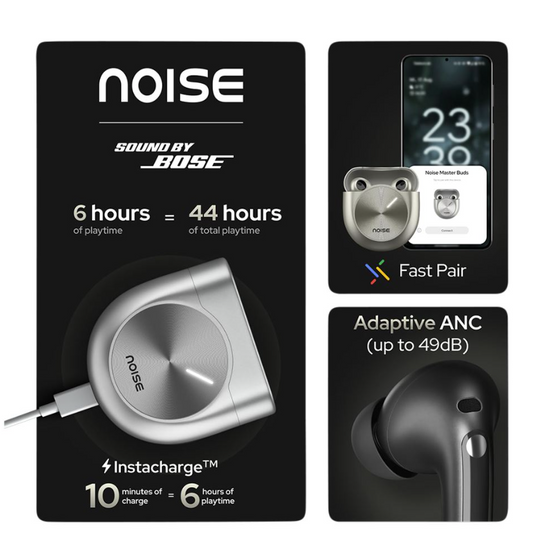 Noise Master Buds Truly Wireless Bluetooth Earbuds - Silver [Accessories]