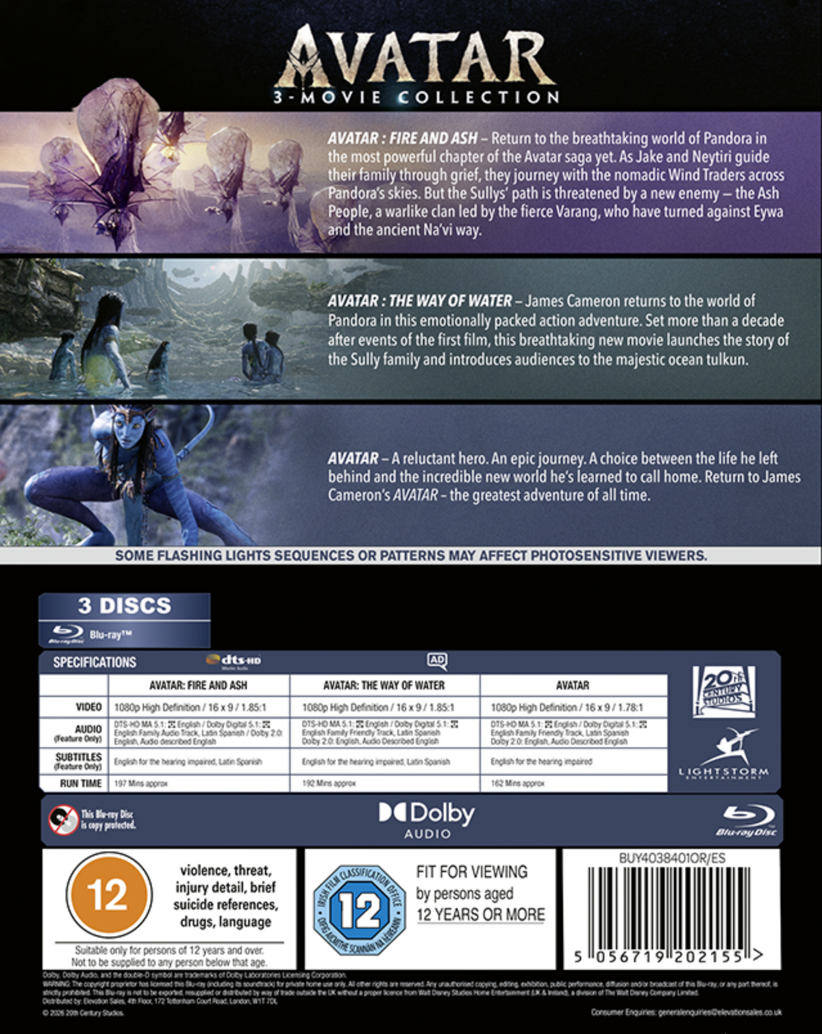 Avatar: 3-movie Collection - James Cameron [BLU-RAY]