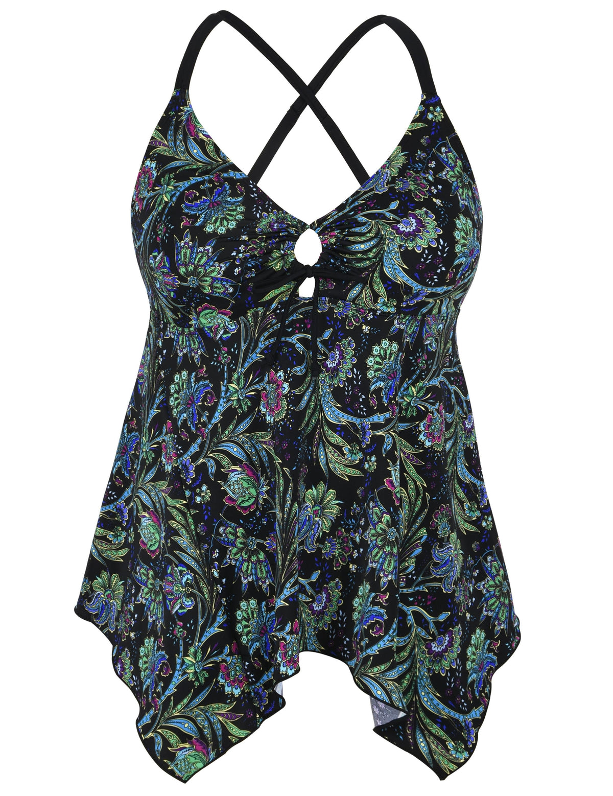 Flowy Crossback Plus Size Tankini Top