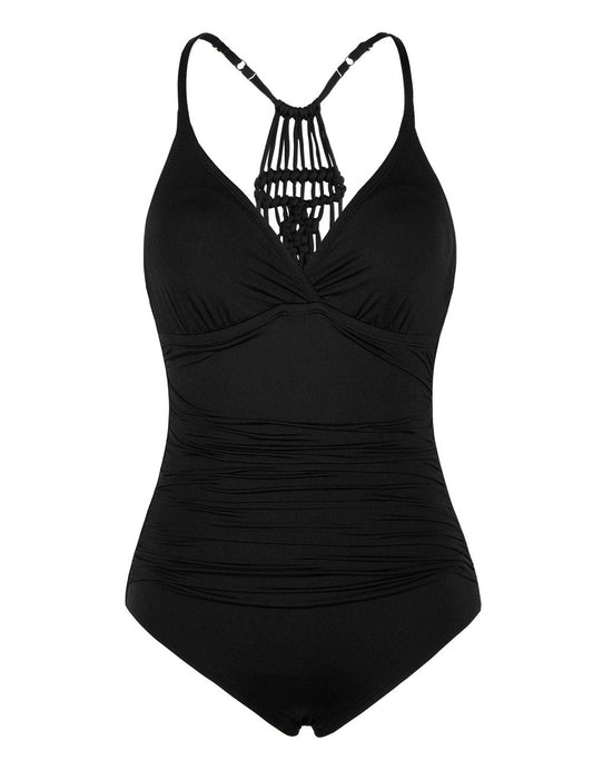 Braid Macrame Ruched Tummy Control One Piece