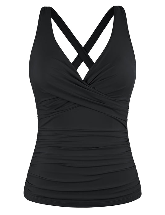 Women Underwire Tankini Top Only Twist V Neck Swimsuits Tummy Control #M039