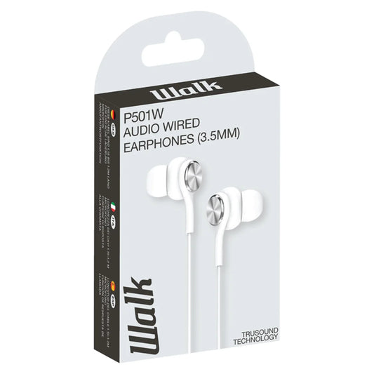 Walk Audio P501W White Earphones W/Mic [Accessories]