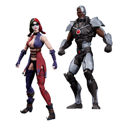 Injustice Gods Among Us 3.75 Inch Action Figure 2-pack Series - Cyborg vs Harley Quinn (Shelf Wear Packaging)