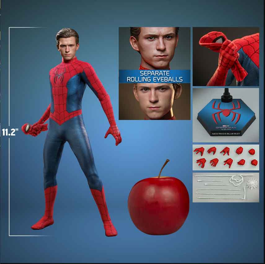 Spider-Man No Way Home 12 Inch Action Figure 1/6 Scale - Spider-Man New Red And Blue Suit Hot Toys 912036
