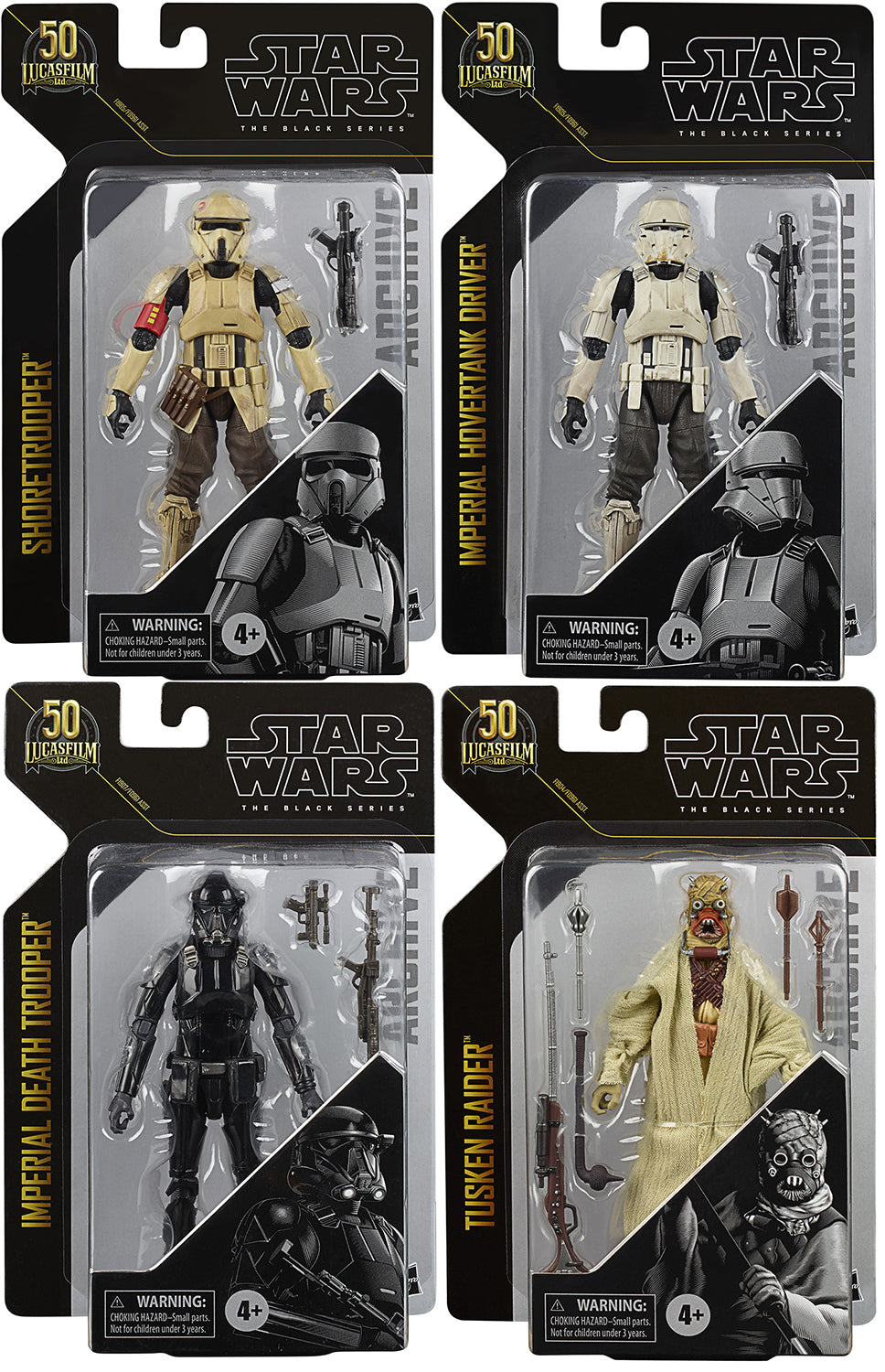 Star Wars The Black Series Archives 6 Inch Action Figure Greatest Hits (2021 Wave 2) - Set of 4 (Tusken - Shore - Hover - Death)