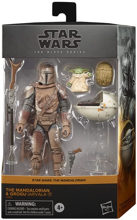 Star Wars The Black Series The Mandalorian 6 Inch Action Figure Box Art Deluxe - The Mandalorian & Grogu (Arvala-7) (Shelf Wear Packaging)