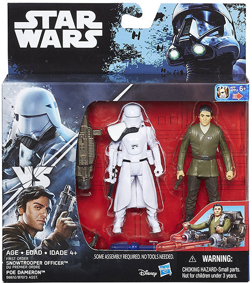 Star Wars The Force Awakens 3.75 Inch Action Figure Deluxe 2-Pack Series - First Order Snowtrooper Officer vs Poe Dameron
