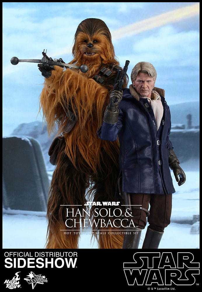 Star Wars The Force Awakens 12 Inch Action Figure MMS 1/6 Scale Series - Han Solo & Chewbacca Hot Toys 902761