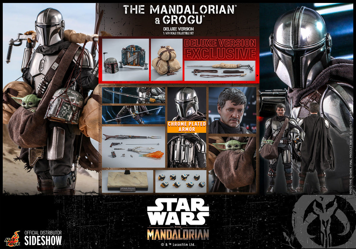 Star Wars The Mandalorian 12 Inch Action Figure 1/6 Scale Deluxe - The Mandalorian and Grogu (Deluxe Version) Hot Toys 908289