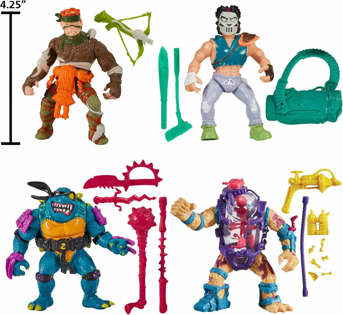 Teenage Mutant Ninja Turtles 4 Inch Action Figure Classic Movie Star 4-Pack - (Rat King - Casey Jones - Slash - Mutagen Man) Bundle