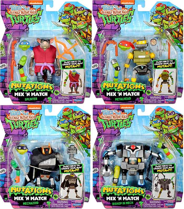 Teenage Mutant Ninja Turtles 4.5 Inch Action Figure Mix N Match Wave 1 - Set of 4 (Splinter - Mechazoid - Bishop - Metalhead)