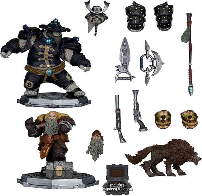 World Of Warcraft 2-Pack 6 Inch Static Figure 1/12 Posed Exclusive - Beastmaster & Marksman & Pandaren: Monk & Rogue Gold label