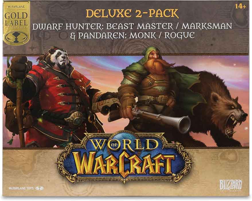 World Of Warcraft 2-Pack 6 Inch Static Figure 1/12 Posed Exclusive - Beastmaster & Marksman & Pandaren: Monk & Rogue Gold label
